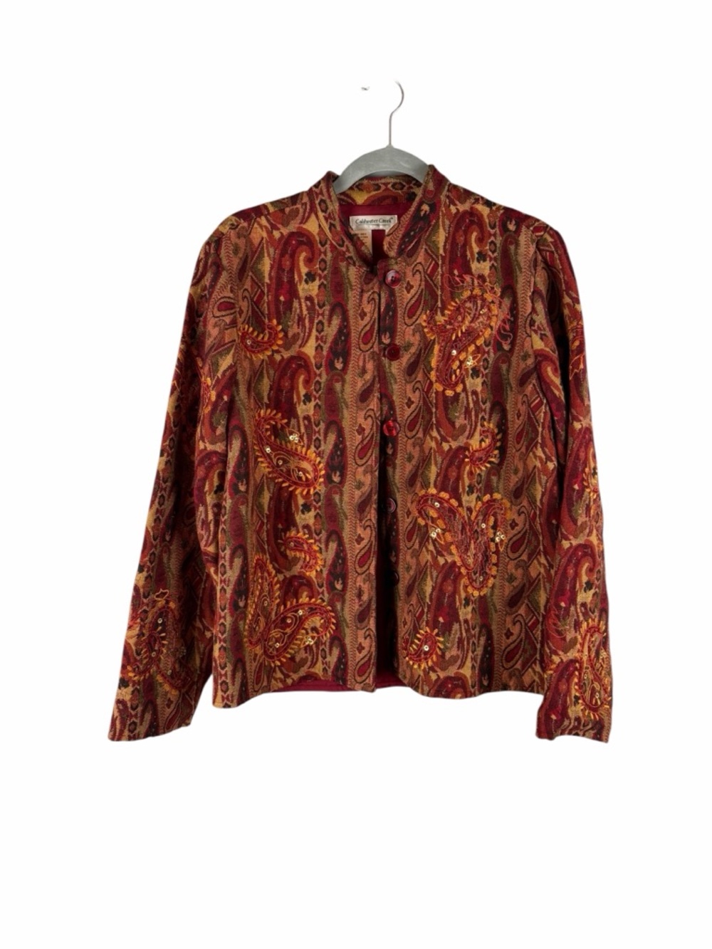 Coldwater Creek Paisley Embroidered Sequin Tapestry Jacket Size S